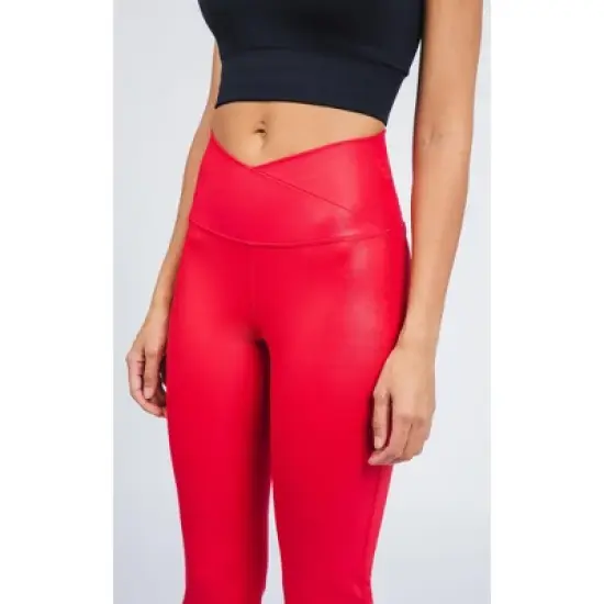 90 Degree By Reflex Interlink High Shine Cire Elastic Free V-Back Flared Leg Yoga Pants image {3}