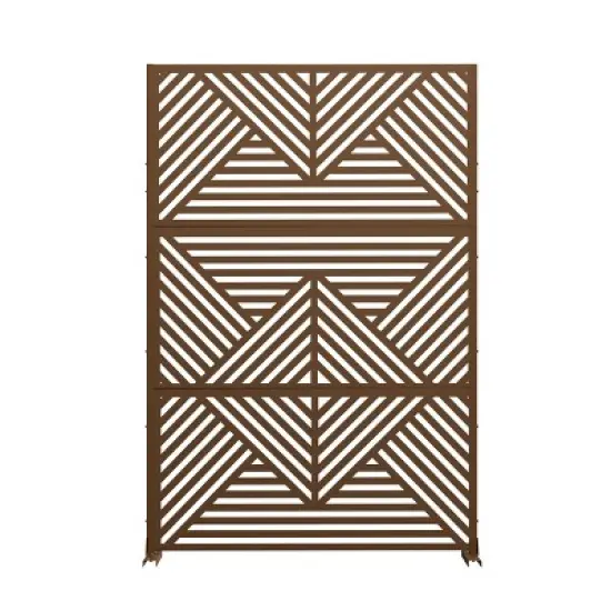 Dovelina Metal Outdoor Privacy Screen Freestanding Garden Privacy Screen - 72"x47", Brown, Zodiac image {6}
