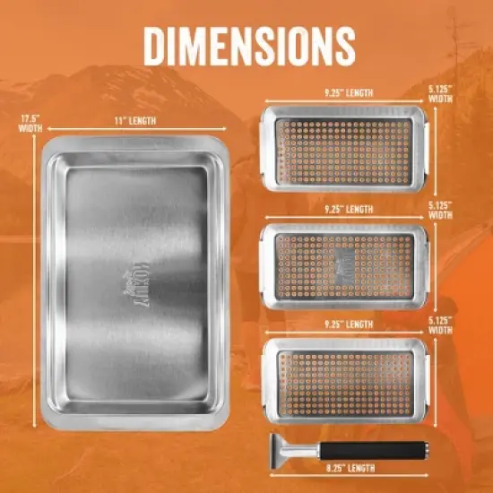 Yukon Glory BBQ 'N Serve Grill Basket Set, Revolutionary Grill to Table Design, Includes 3 Grilling Baskets, Serving Tray and Patented Clip-on Handle image {3}