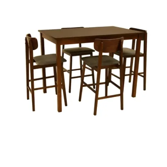 Zenvida Mid Century Counter Height Dining Table Set, Rectangle Solid Wood Table and 4 Chairs image {3}