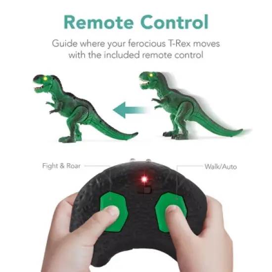Best Choice Products Kids Remote Control Dinosaur Toy, Electronic RC T-Rex w/ Light-Up LED Eyes, Roaring Sounds - Green image {2}