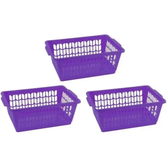 YBM HOME Plastic Perforated Storage Basket Bin Office Drawer, Shelf Desktop Countertop Tray Organizer, Pack of 3 image {7}