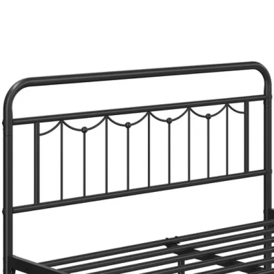 Yaheetech Metal Platform Bed Frame with Vintage Headboard and Footboard image {3}