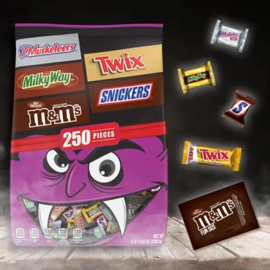 M&M's, Snickers, Twix, 3Musketeers, & Milky Way Halloween Variety Bag - 77.63oz/250ct image {1}