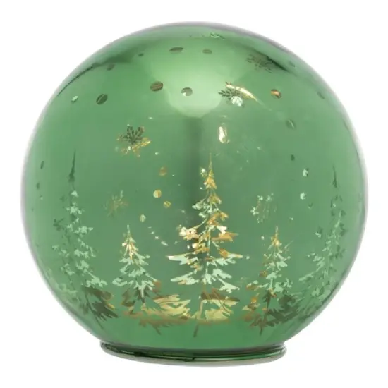 Northlight LED Lighted Pine Trees and Snowflakes Glass Globe Christmas Decoration - 6" image {3}