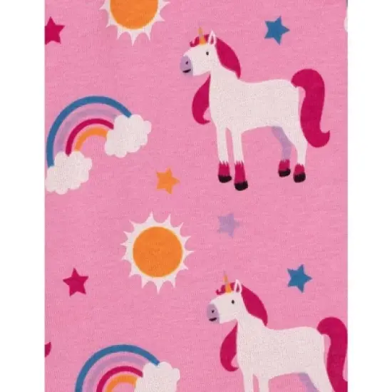 Leveret Girl and Doll Matching Cotton Unicorn Pajamas image {3}