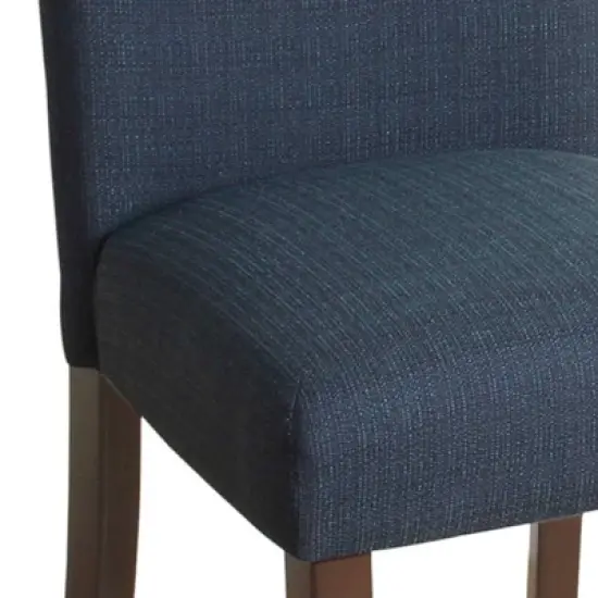 Fabric Upholstered Wooden Parson Dining Chair with Splayed Back Blue/Brown - Benzara image {3}