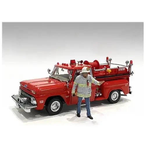 "Firefighters" 6 piece Figure Set (4 Males, 1 Dog, 1 Accessory) for 1/18 Scale Models by American Diorama image {1}