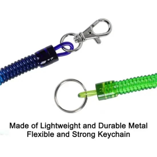 Unique Bargains Metal Ring Spring Stretchy Coil Keychain Keyring Strap Rope Cord 8.7 Inch Long 1 Pc image {3}