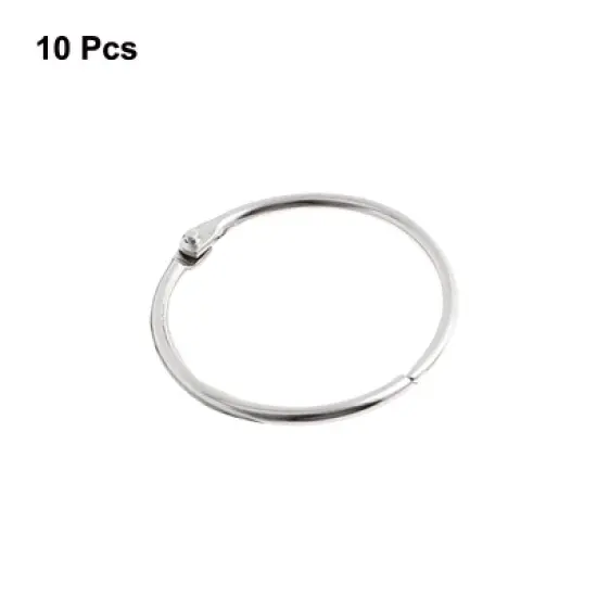 Unique Bargains Office Metal Loose Leaf Rings Book Binders Keyring 10 Pcs 1.8" Dia image {1}