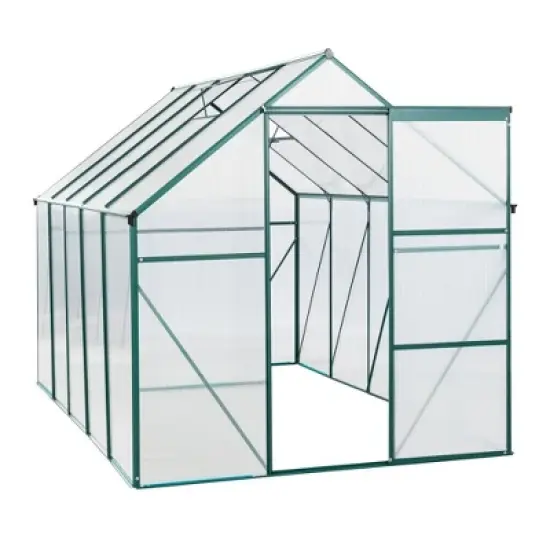 Greenhouses For Outdoors, Walk In Greenhouse With Adjustable Roof,  Drainage System & Galvanized Base, Rust-proof Greenhouse For Backyard image {5}