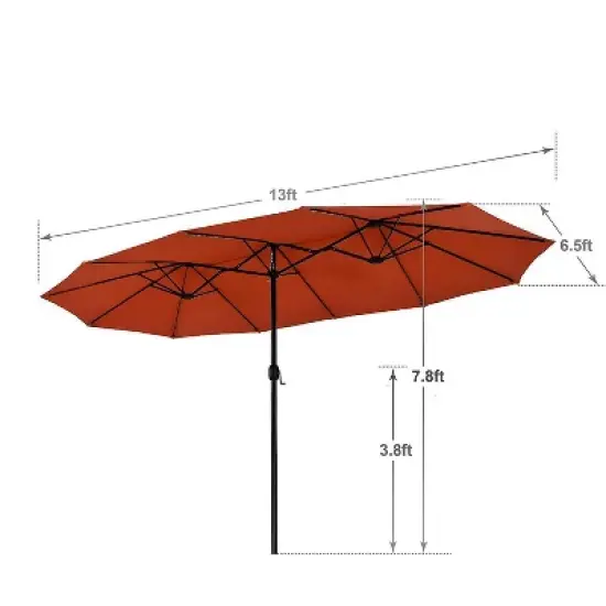 13' x 6.5' Rectangular Outdoor Patio Market Umbrella - Captiva Designs image {9}