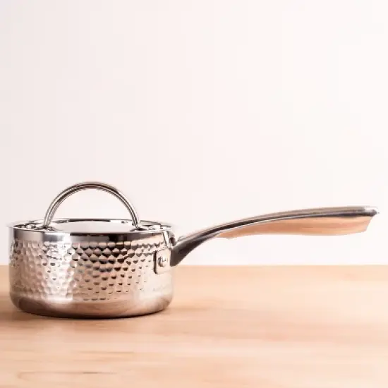 BergHOFF Vintage Copper Tri-Ply Saucepan, Stainless Steel Lid, Hammered image {1}