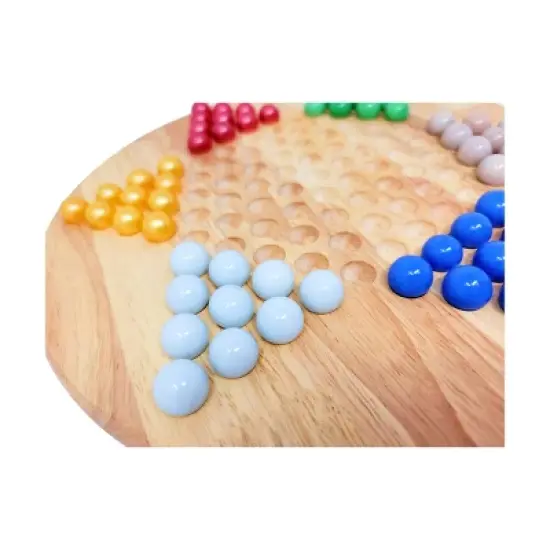 Classic Game Collection - 12" Wood Chinese Checkers Set with Marbles image {4}