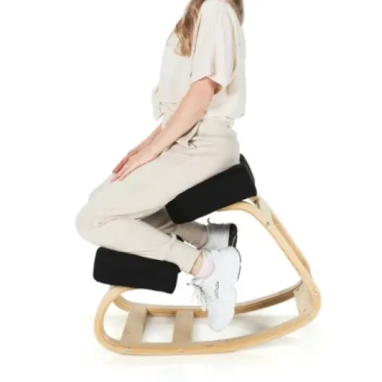 Costway Ergonomic Kneeling Chair Rocking Stool Upright Posture Office Furniture Black\Grey image {10}