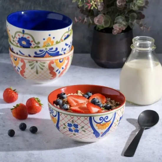 Laurie Gates Tierra 4 Piece 6 Inch Stoneware Cereal Bowl Set in Assorted Designs image {1}