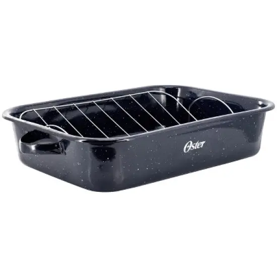 Oster Castillo 17 x 12 Inch Enamel on Steel Baking Pan with Removable Rack in Blue image {6}