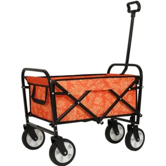 CAVINAS Trendy Lightweight Folding Wagon Cart,Colorful Prints Shopping Cart with All-Terrain Wheels,Wagon for Camping,Shopping,Sports image {9}