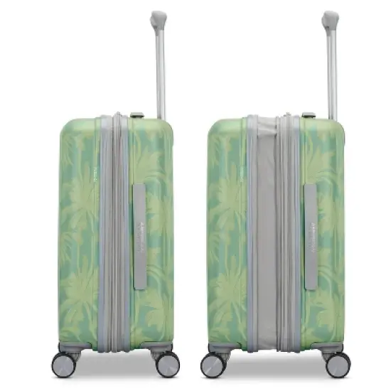 American Tourister Modern Hardside Carry On Spinner Suitcase - Green Palms: Botanical ABS Shell image {4}