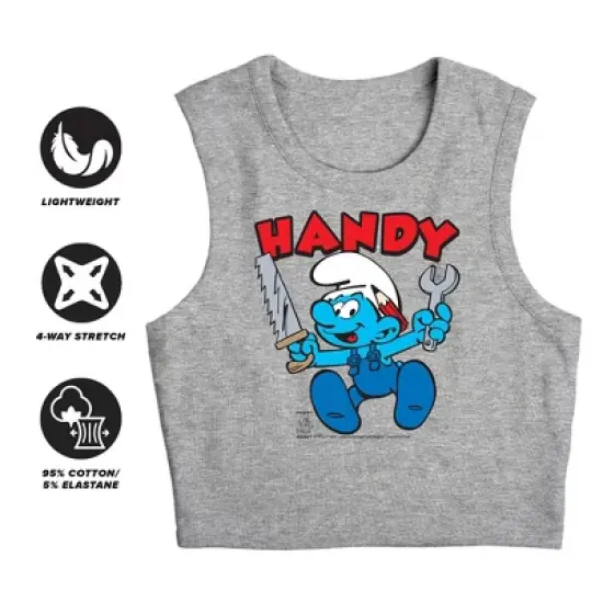 Women's Smurfs Handy Sleeveless Crop Top Tank image {2}