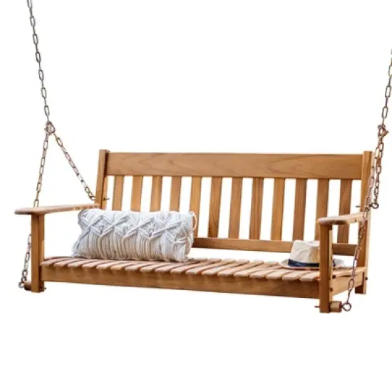 Cambridge Casual Moni Teak Wood Outdoor Porch Swing: Weather-Resistant, 2-Seater with Hanging Hardware image {5}