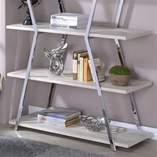 Ketano Metal 4-Shelf Bookcase in Chrome - Furniture of America image {6}