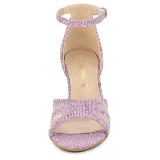 Allegra K Women's Glitter Ankle Strap Stiletto Heels image {1}