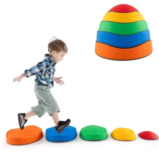Costway 5 Pcs Kids Stepping Stones w/ Non-Slip Edge Sensory Toy for Indoor/Outdoor Play image {10}