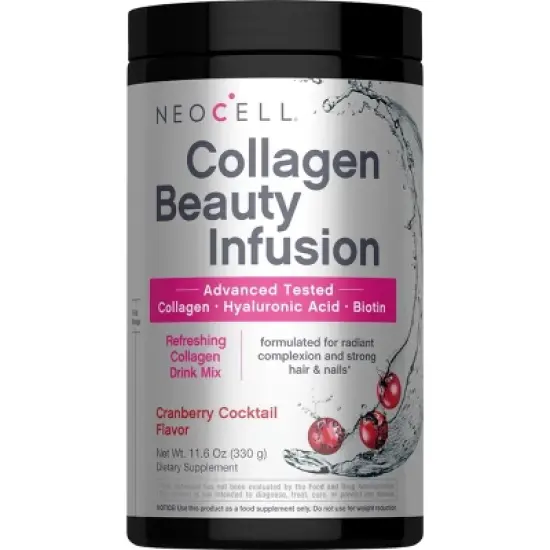 NeoCell Beauty Infusion Collagen Powder | Collagen Type 1 and 3 | Hyaluronic Acid and Biotin | 11.64 Ounces | Cranberry Cocktail Flavor image {9}