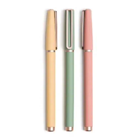 U Brands 3ct Soft Touch Felt Tip Pens - Rose Gold Accents: 0.7mm Black Ink, Journaling & Cute Pens, Stationery Set image {6}