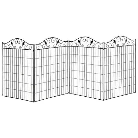 Syemin Patio Decorative Screens, Elegant Vine Pattern Yard Fencing, Pet-Safe Decorative Fence for Yard, Patio, Black, 143.75"*0.25"*44" image {3}