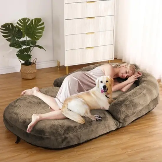 Human Sized Dog Bed for People Adults, Foldable Dog Bed for Humans, 71"x43"x10" Giant Dog Bed with Removable Cover, image {8}