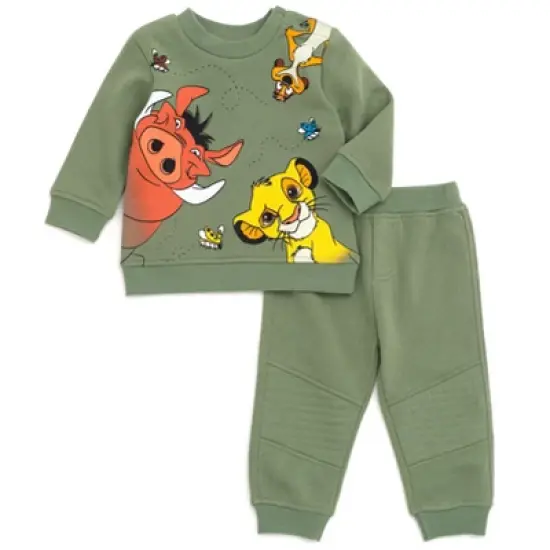 Disney Lion King Mickey Mouse Pumbaa Timon Simba Fleece Sweatshirt and Pants Set Newborn to Little Kid image {7}