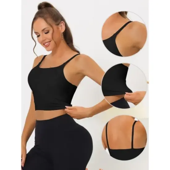 Allegra K Women's Medium Impact Fitness Workout Wireless Padded Yoga Longline Sports Bras image {2}