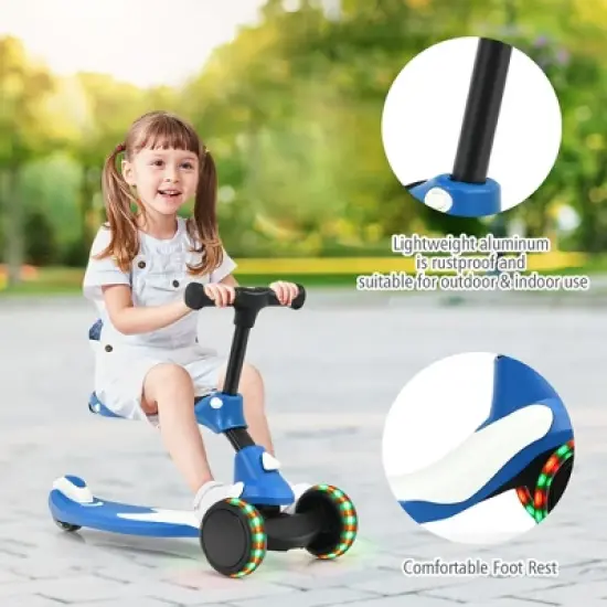 Honeyjoy Portable 3 Wheel Kids Scooter with Gravity Steering System  Purple\Blue\Green image {2}