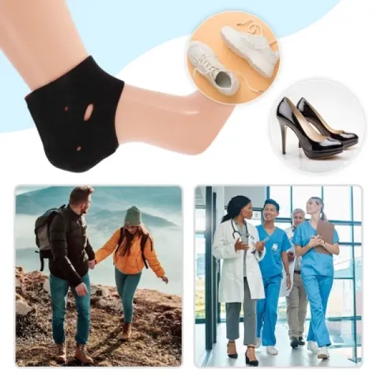 Unique Bargains Warm Heel Protectors Black Red 1 Pair image {3}