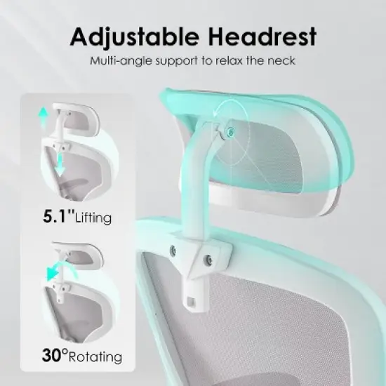 GlasFlength Task and Office Chairs with Support Armrest，Ergonomic, Adjustable，Computer Chair and Gaming Chair, Gray, 23.43"*17.72"*56.29" image {2}