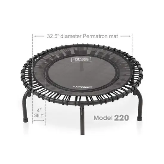 JumpSport 220 In Home Cardio Fitness Rebounder - Mini Trampoline with Handle Bar Accessory, Premium Bungees and Workout DVD image {2}