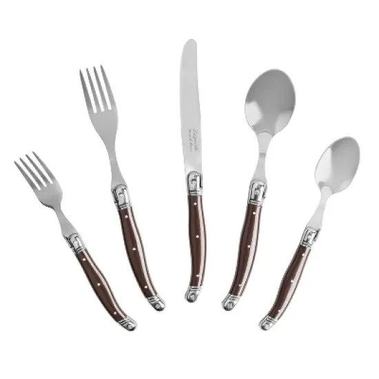 French Home 20pc Stainless Steel Laguiole Flatware Set Chocolate Brown image {2}
