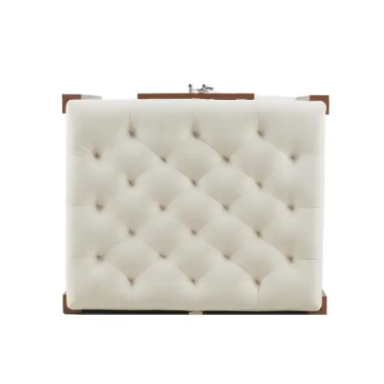 2 in 1 Dog Crate Wooden Dog Kennel Pet Crate House with Padded Seat, Ottoman with Removable Cushion, Walnut - ModernLuxe image {15}