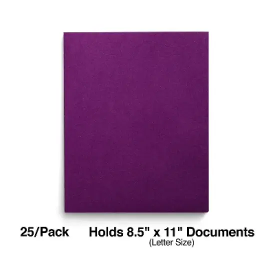 Staples School Grade 2 Pocket Folder with Fasteners Purple 25/BX 27544-CC image {1}