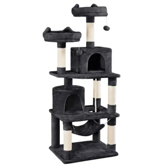 Yaheetech 62.2"H 3-Level Cat Tower with 2 Condos for Indoor Cats image {11}