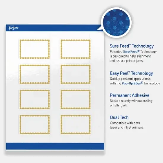 Avery Printable Rectangle Labels, Gold Beads, 2" x 3", Glossy White Rectangle Labels, Permanent, Laser/Inkjet, 80ct, Great for Product Labels image {2}
