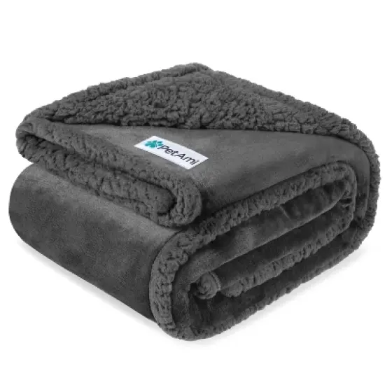 PetAmi Waterproof Dog Blanket for Bed Couch Sofa Cover, Reversible Faux Shearling Fleece Pet Throw (Gray/Gray Faux Shearling, Medium 29 x 40 Inches) image {9}