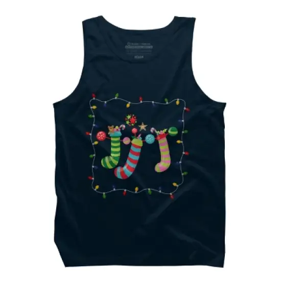 Men's Design By Humans Christmas Stocking with Christmas Lights By realdealclipart Tank Top image {6}