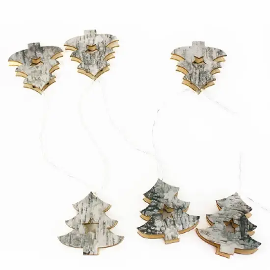 Perfect Holiday 10 LED Battery Operated String Light with Wooden Christmas Tree - Warm White image {1}