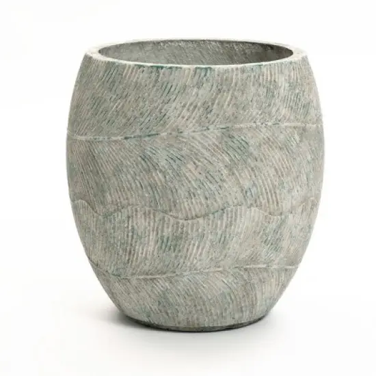 LuxenHome Round Cement Planter &ndash; Rustic Gray Pot with Drainage Hole & Plug for Indoor/Outdoor Plants image {8}