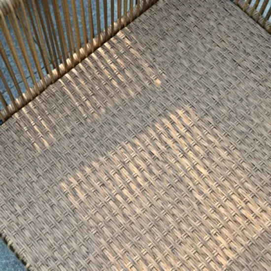 FIONECA 2-Seat Outdoor Brown PE Wicker Sofa with Grey Cushions and Coffee Table, All-Weather Rattan Patio Furniture Set for Garden & Porch image {7}