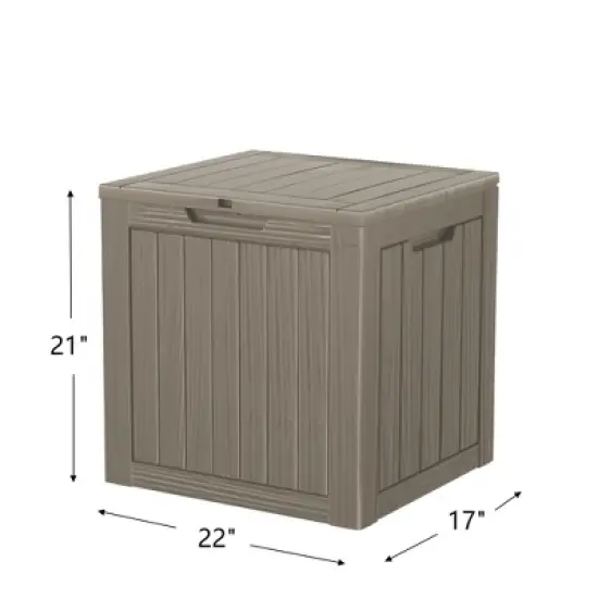 Syemin Deck Box, 30GAL Outdoor Storage Box, Patio Gardening Tools, Water and UV Resistant for Patio, Garden, Lawn, Brown, 22.1"*17.1"*20.9" image {3}