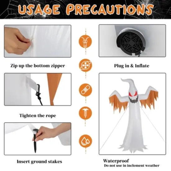 12ft Giant Scary Ghost Flames and Flashing Red Eyes Inflatable Halloween Decoration image {1}